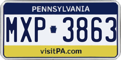 PA license plate MXP3863
