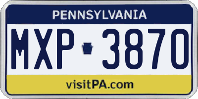 PA license plate MXP3870
