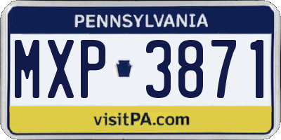 PA license plate MXP3871