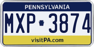PA license plate MXP3874