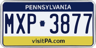PA license plate MXP3877