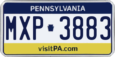 PA license plate MXP3883