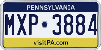 PA license plate MXP3884