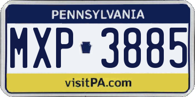 PA license plate MXP3885