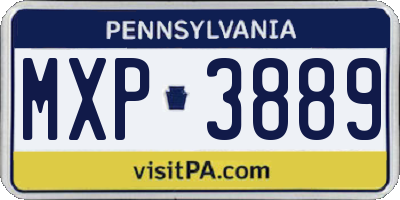 PA license plate MXP3889