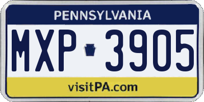 PA license plate MXP3905