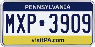 PA license plate MXP3909