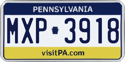 PA license plate MXP3918