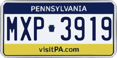 PA license plate MXP3919