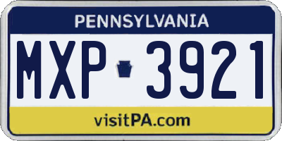 PA license plate MXP3921
