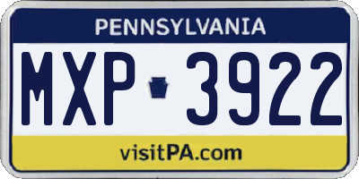 PA license plate MXP3922