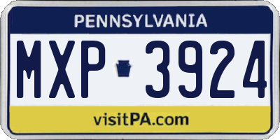 PA license plate MXP3924