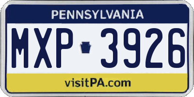 PA license plate MXP3926