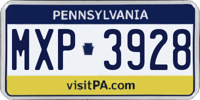 PA license plate MXP3928