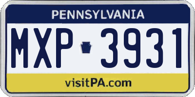 PA license plate MXP3931