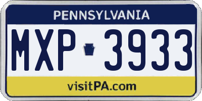 PA license plate MXP3933