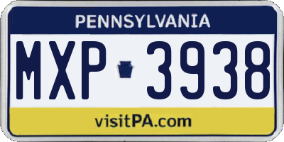 PA license plate MXP3938