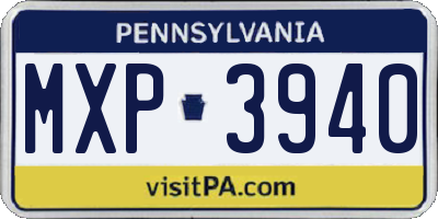 PA license plate MXP3940