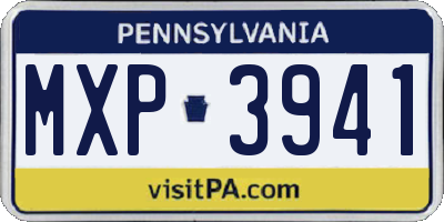 PA license plate MXP3941