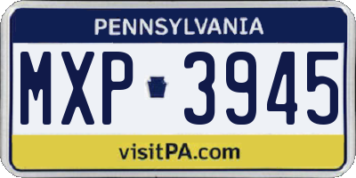 PA license plate MXP3945