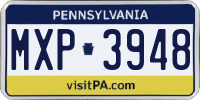 PA license plate MXP3948