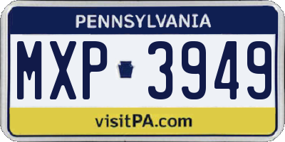 PA license plate MXP3949