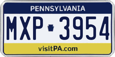 PA license plate MXP3954