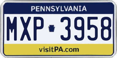 PA license plate MXP3958