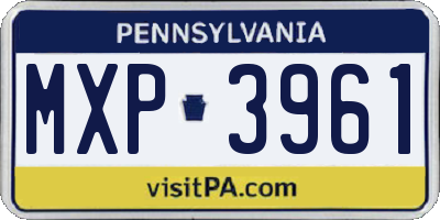 PA license plate MXP3961