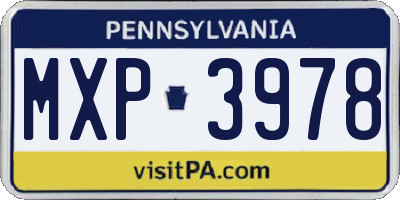 PA license plate MXP3978