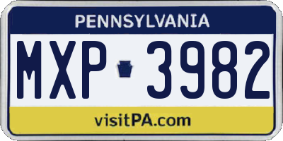 PA license plate MXP3982