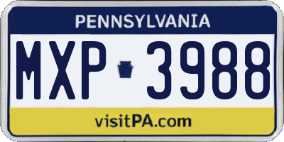 PA license plate MXP3988