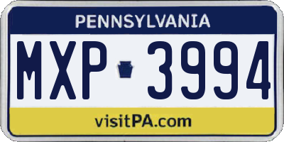 PA license plate MXP3994