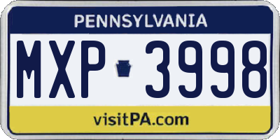 PA license plate MXP3998