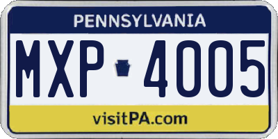 PA license plate MXP4005