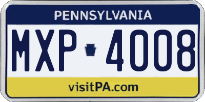 PA license plate MXP4008