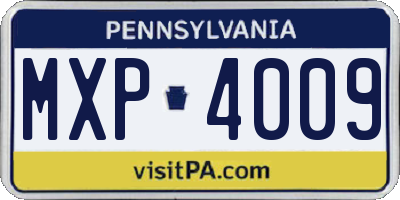 PA license plate MXP4009