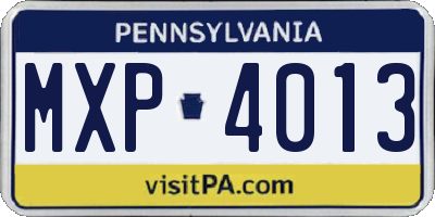 PA license plate MXP4013