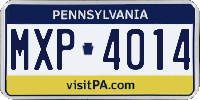 PA license plate MXP4014
