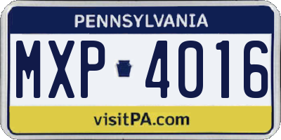 PA license plate MXP4016