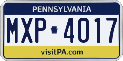 PA license plate MXP4017