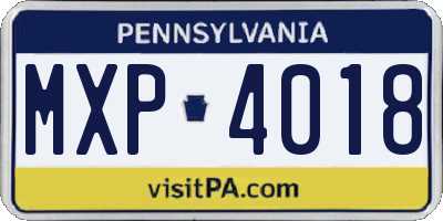 PA license plate MXP4018