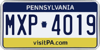 PA license plate MXP4019