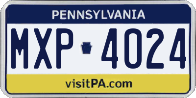 PA license plate MXP4024
