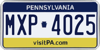 PA license plate MXP4025