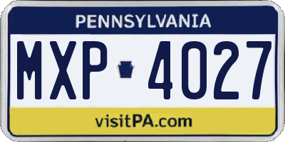 PA license plate MXP4027
