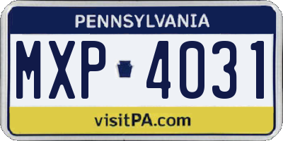PA license plate MXP4031