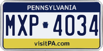PA license plate MXP4034