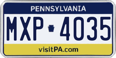PA license plate MXP4035