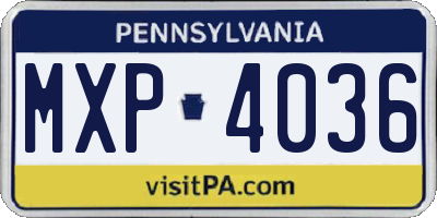 PA license plate MXP4036